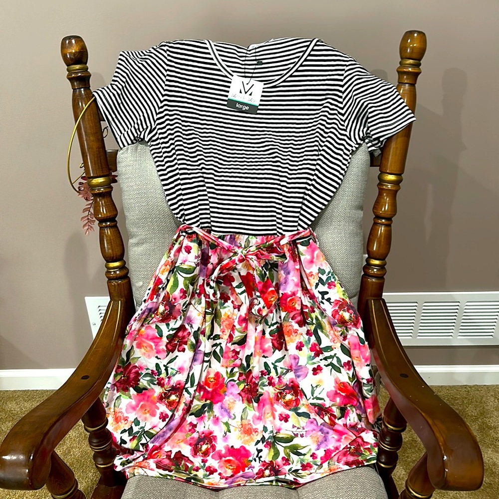 Michelle Mae striped/floral dress NWT